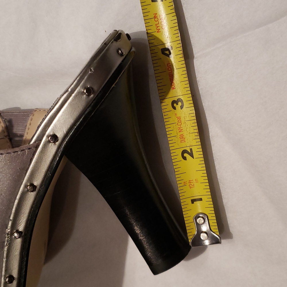 a.n.a Leather Mule Clog Heeled Platform Stud Slide Satin Metallic Women's Sz 9.5 - Picture 13 of 14